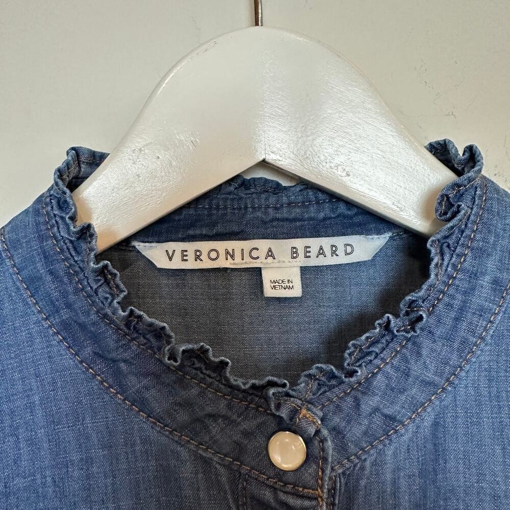 Veronica Beard Tes Chambray Button Down Top Denim… - image 5